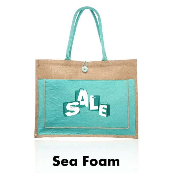 Cotton Stylish Shopping Pocket Jute Tote Bag W/ Gusset