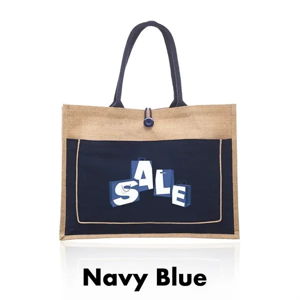 Cotton Stylish Shopping Pocket Jute Tote Bag W/ Gusset