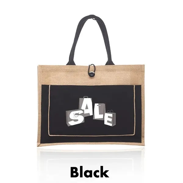 Cotton Stylish Shopping Pocket Jute Tote Bag W/ Gusset