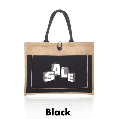 Cotton Stylish Shopping Pocket Jute Tote Bag W/ Gusset