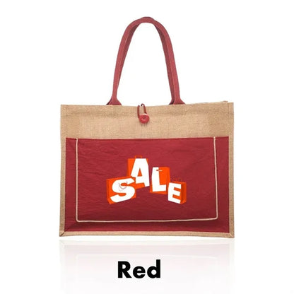 Cotton Stylish Shopping Pocket Jute Tote Bag W/ Gusset