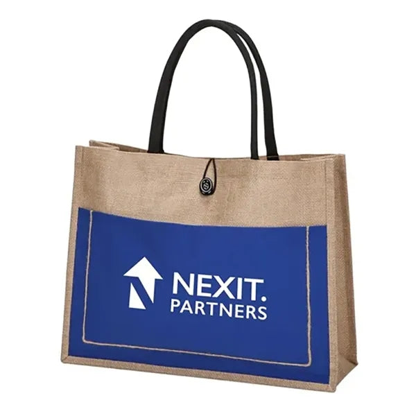 Cotton Stylish Shopping Pocket Jute Tote Bag W/ Gusset