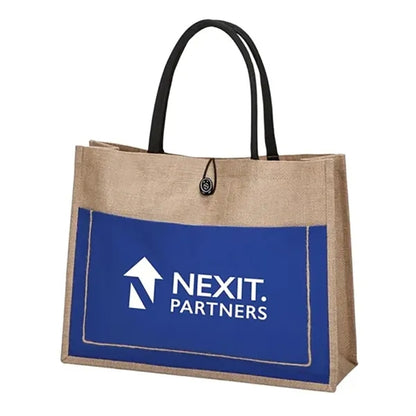 Cotton Stylish Shopping Pocket Jute Tote Bag W/ Gusset