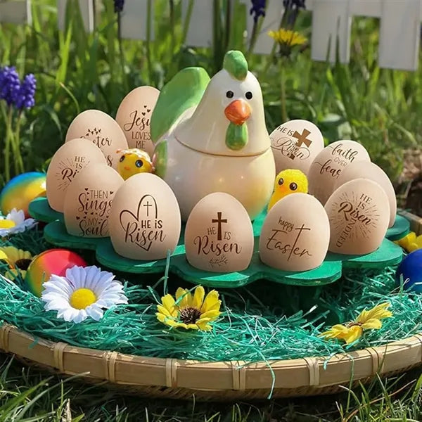 Child Customizable Easter Decorative Wooden DIY Sand Eggs