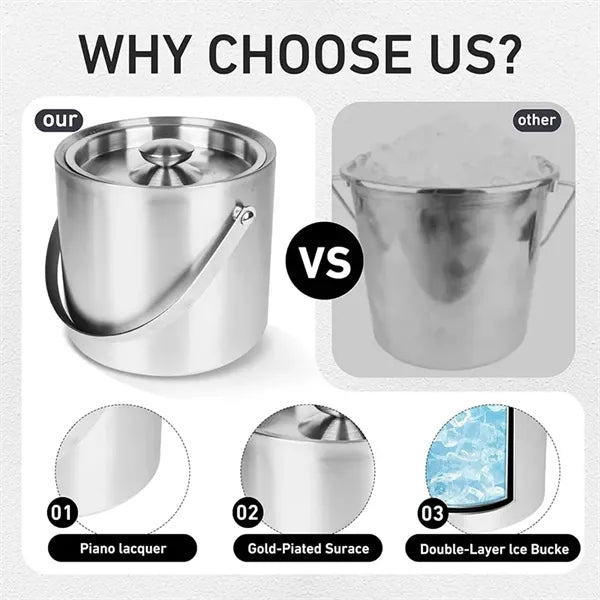 Mini Portable Double Wall Ice Bucket With Tong