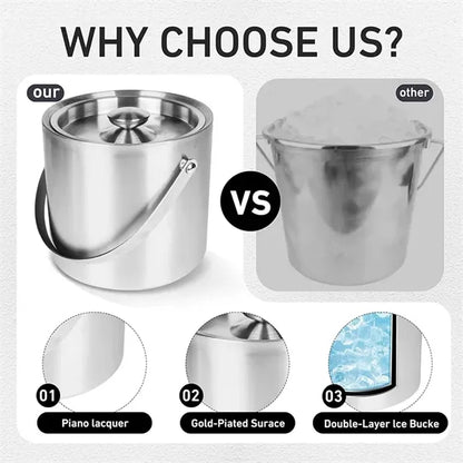Mini Portable Double Wall Ice Bucket With Tong