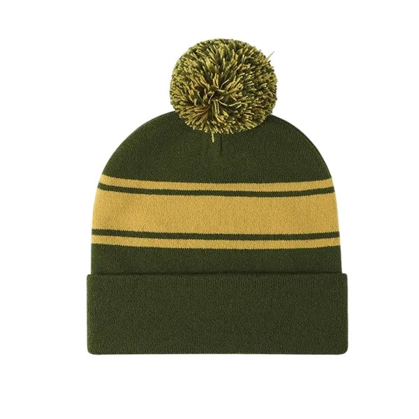 Striped Knit Pom Beanie
