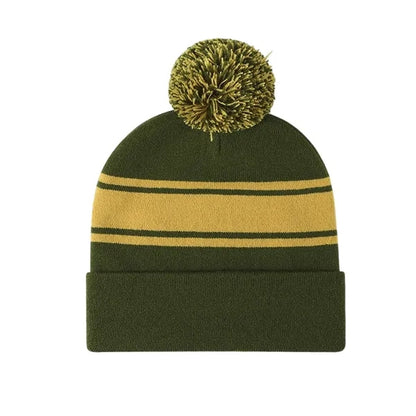 Striped Knit Pom Beanie