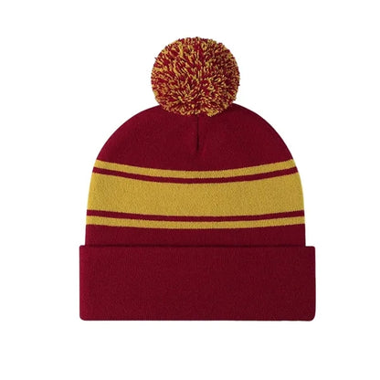 Striped Knit Pom Beanie