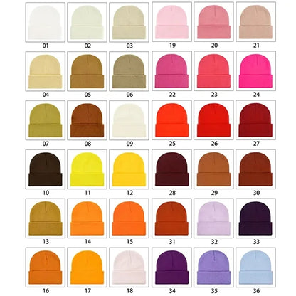 Knit Beanie Hat with 60 Color Options