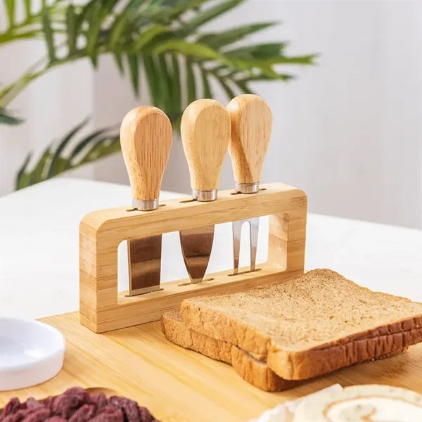 Eco-Friendly Bamboo Cheese Board Knife Set