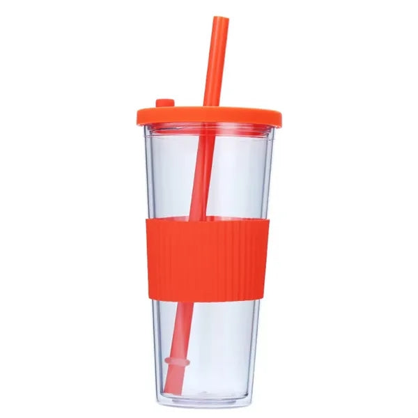 24 Ounce Plastic Cup With Straw