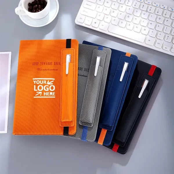 A5 PU Embossed Journal Notebook with Pen Sleeve