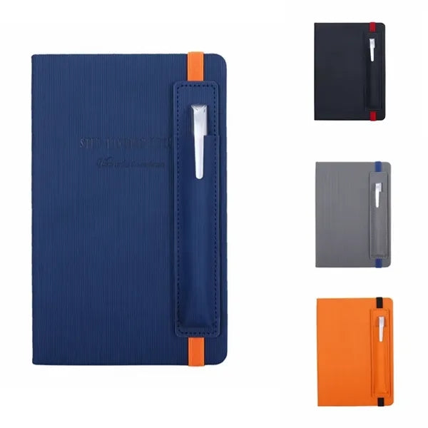 A5 PU Embossed Journal Notebook with Pen Sleeve