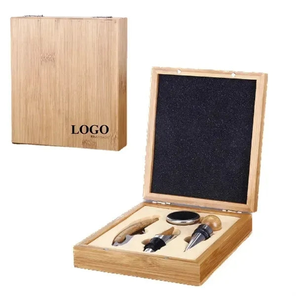 4 Piece Wine Kit With Bamboo box