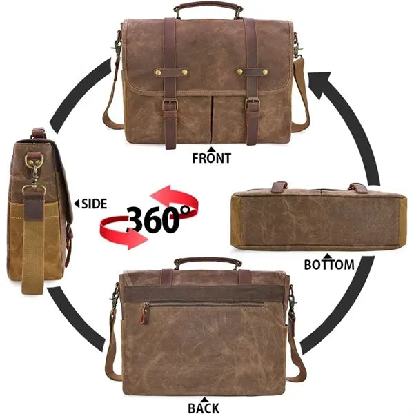 14" Waterproof Waxed Canvas Camera Messenger Shoulder Bag