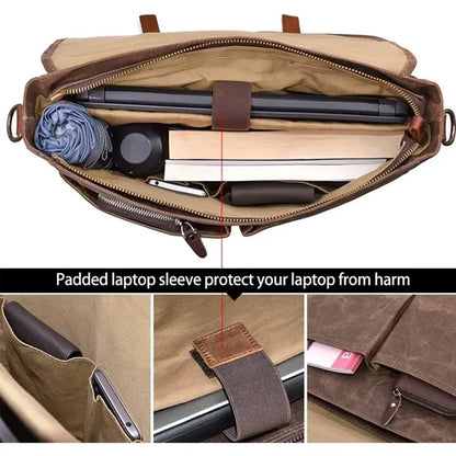 14" Waterproof Waxed Canvas Camera Messenger Shoulder Bag