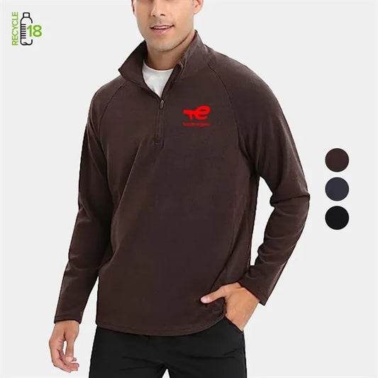 Men's rPET Quarter Zip Raglan Fleece Pullover, Antibacterial