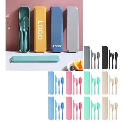 Wheat Straw Cutlery Knife Fork Spoon Portable Tableware Set
