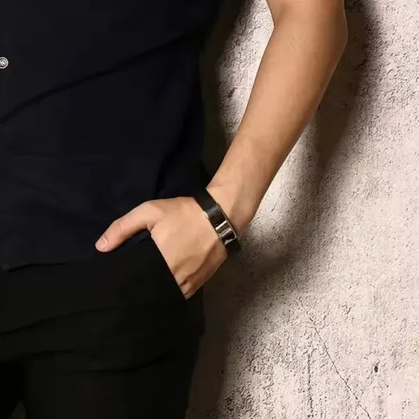 Magnetic Silicone Strap Bracelet with Stainless Steel Bar