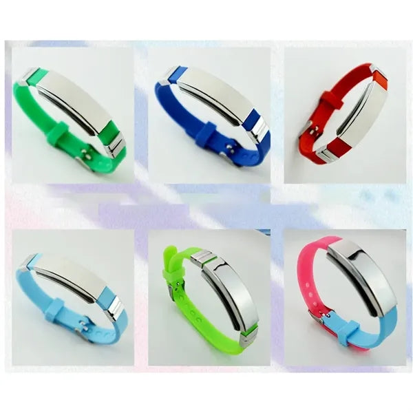 Adjustable Silicone Strap Bracelet with Stainless Steel Bar