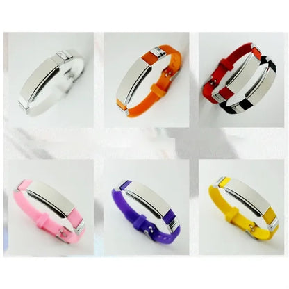 Adjustable Silicone Strap Bracelet with Stainless Steel Bar