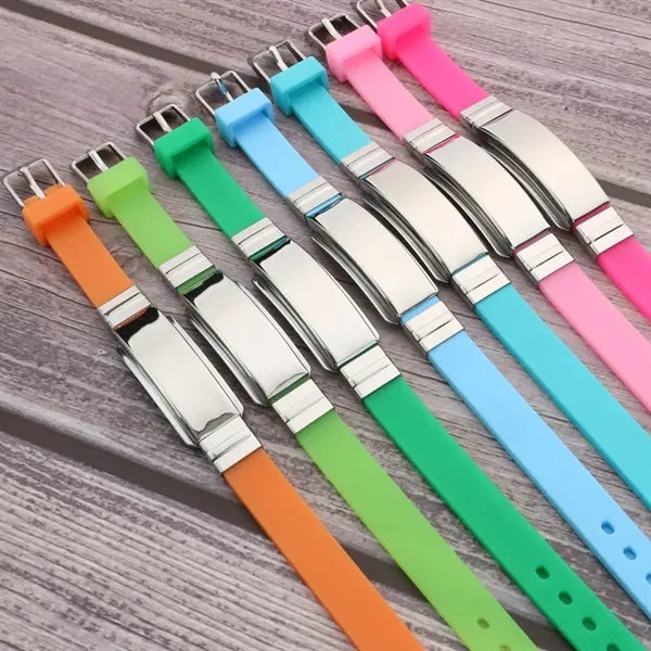 Adjustable Silicone Strap Bracelet with Stainless Steel Bar