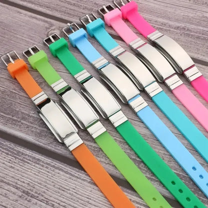 Adjustable Silicone Strap Bracelet with Stainless Steel Bar