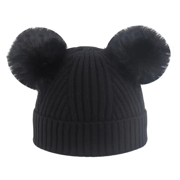 Kids' Double Pom-Pom Knit Hat