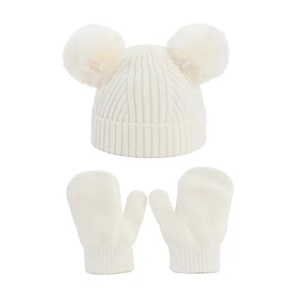 Kids' Winter Pom-Pom Hat and Gloves Set