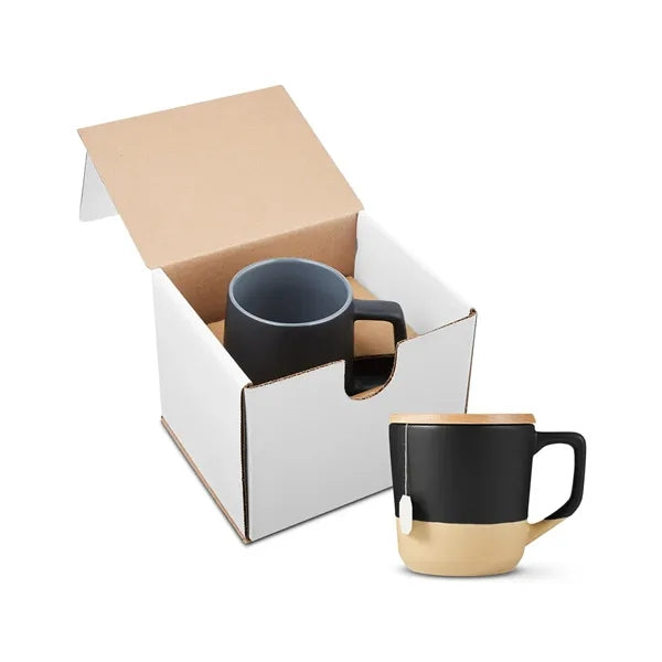 16.5oz Boston Ceramic Mug With Wood Lid In Mailer