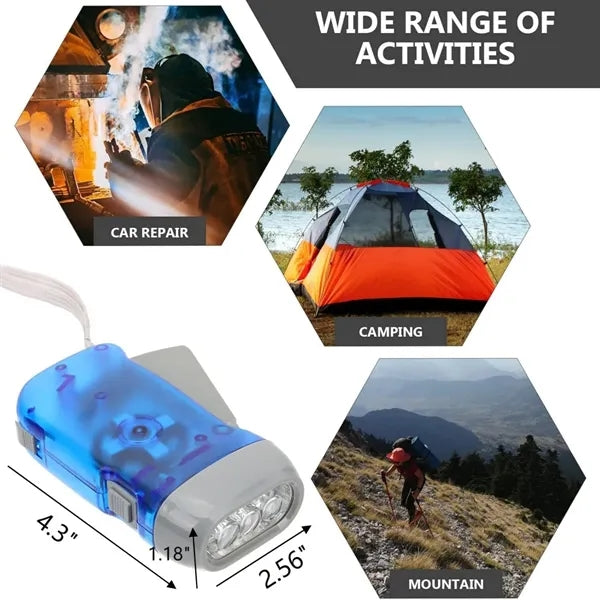 3 LED Hand Crank Flashlight