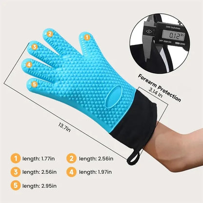 Heat Resistant Silicone Grilling Oven Gloves