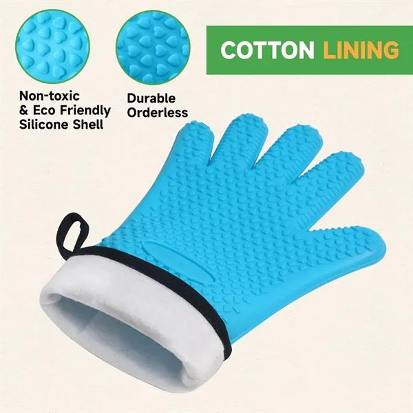 Heat Resistant Silicone Grilling Oven Gloves