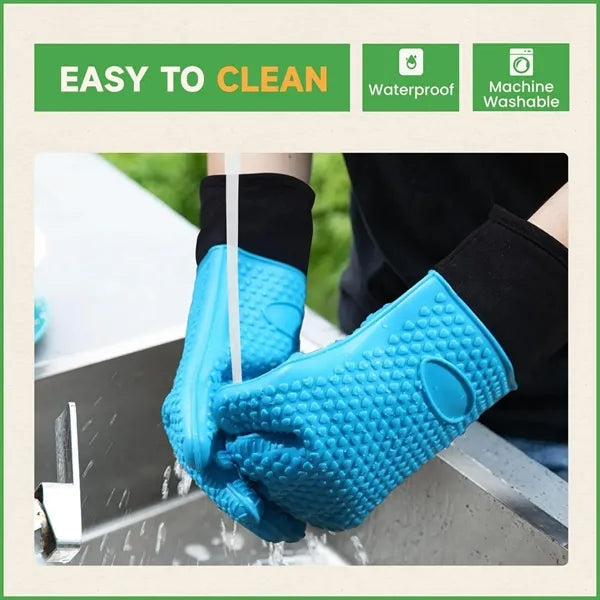 Heat Resistant Silicone Grilling Oven Gloves