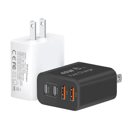 40W 4 Ports Type C Fast Phone Charging Blocks