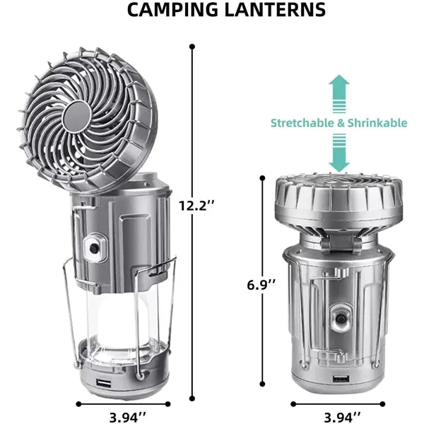 Solar electric fan camping portable switch light