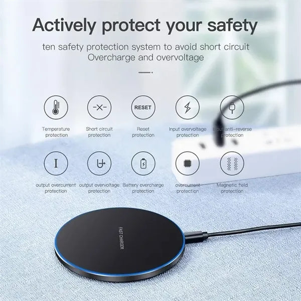 15W Eco Friendly Round Desk Wireless Charger Pad