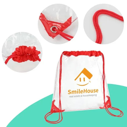 CLEAR DRAWSTRING CINCH LARGE BACKPACK - 14" X 17"