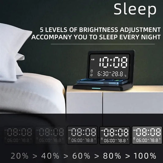 Digital Alarm Clock With Wireless Charging