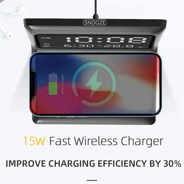 Digital Alarm Clock With Wireless Charging