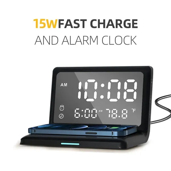 Digital Alarm Clock With Wireless Charging