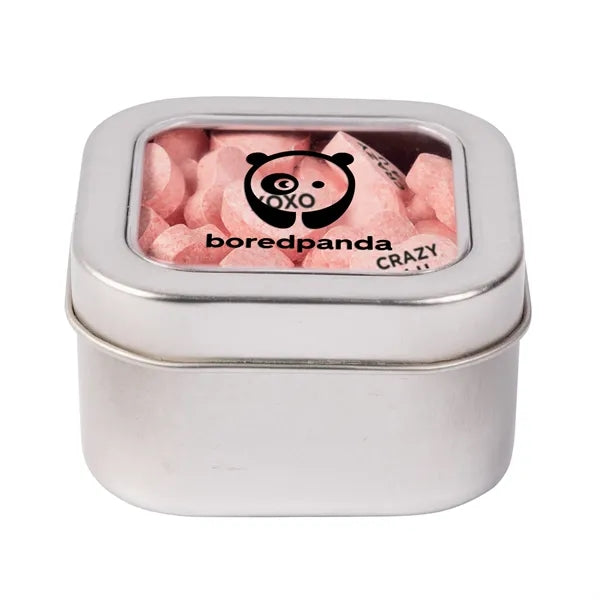 Large Tin with Window Lid and Conversation Hearts