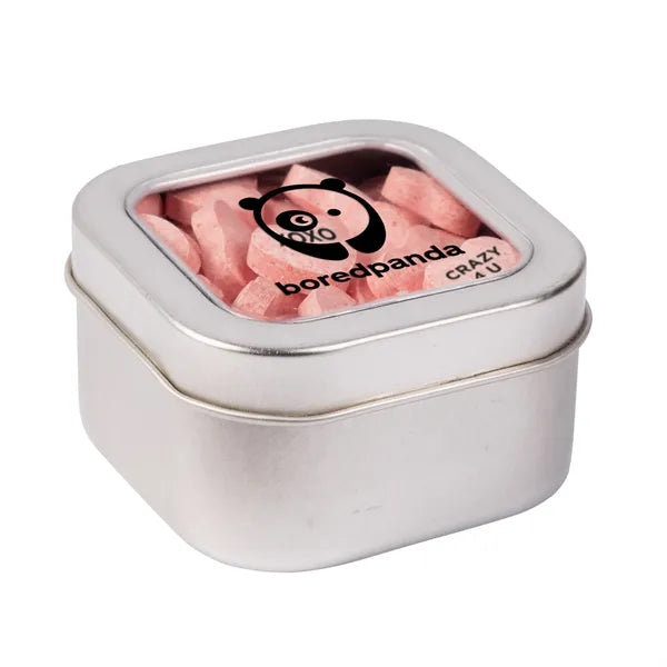 Large Tin with Window Lid and Conversation Hearts