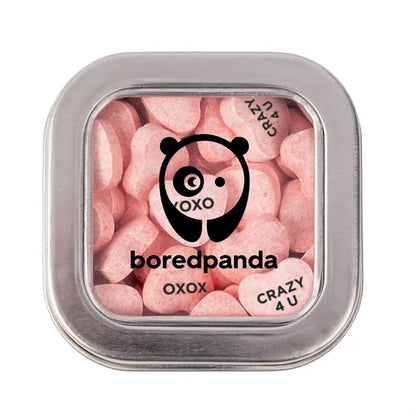 Large Tin with Window Lid and Conversation Hearts