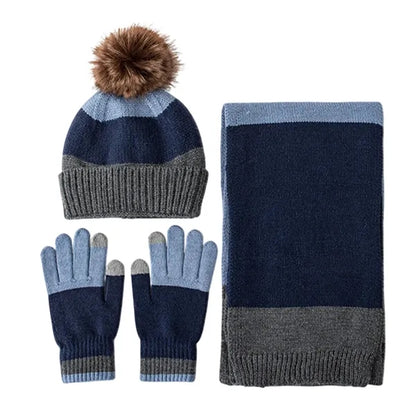 Kids' Winter Knit Hat, Scarf, and Gloves Set