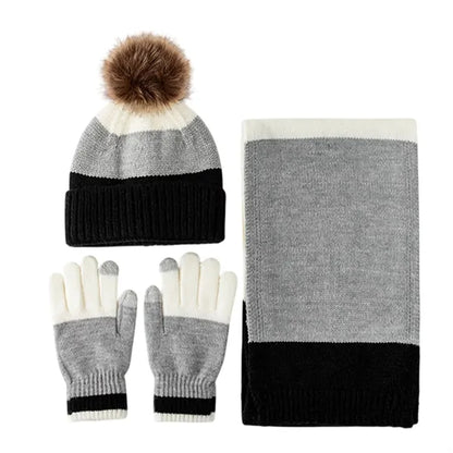 Kids' Winter Knit Hat, Scarf, and Gloves Set