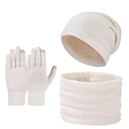Winter Knit Hat, Scarf, and Gloves Set