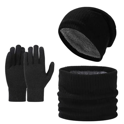 Winter Knit Hat, Scarf, and Gloves Set