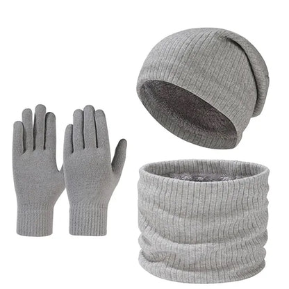 Winter Knit Hat, Scarf, and Gloves Set